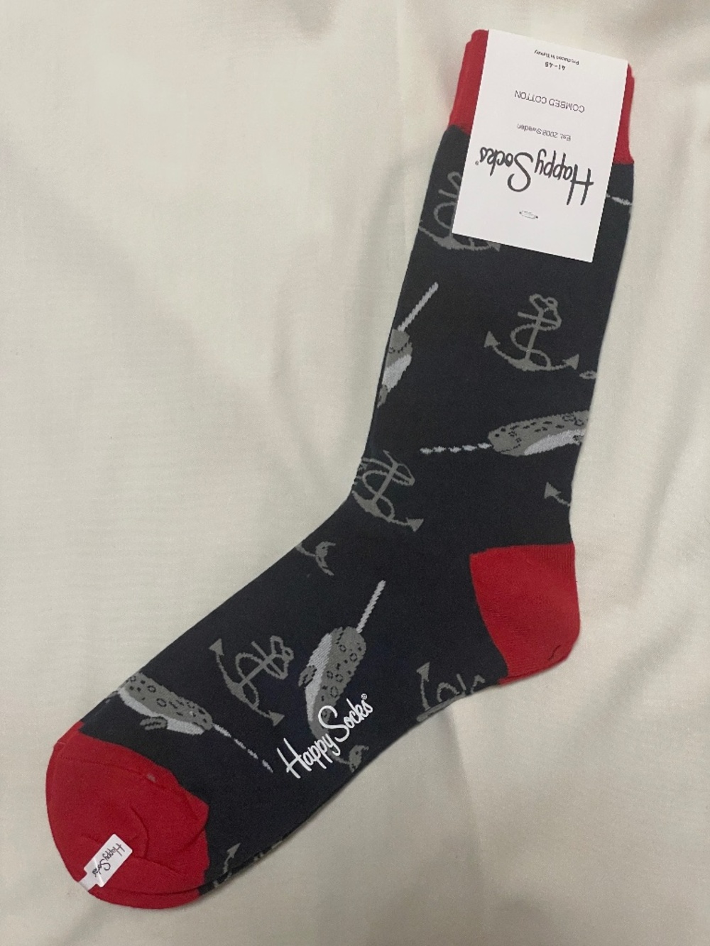 HAPPY SOCKS - Brand new with tags - Size 10-13 (US) - Black Narwhals and anchors